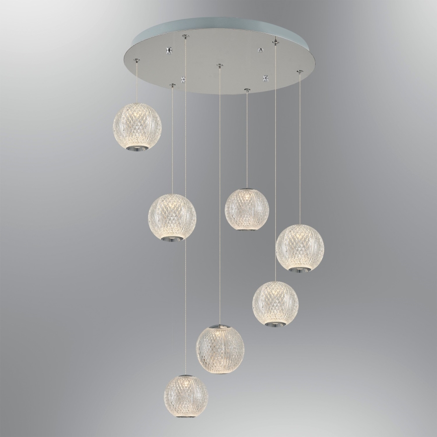 LED-riippuvalaisin kaapelilla CREMONA 7xLED/5W/230V 3000K mattakromi