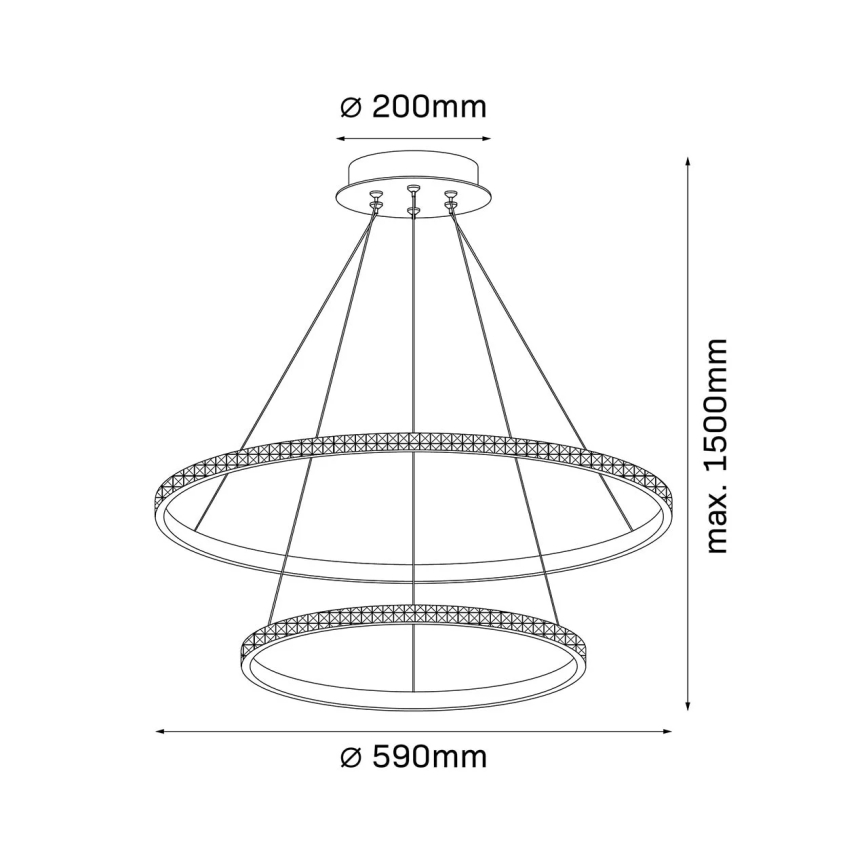 LED-riippuvalaisin kaapelilla DIANA LED/44W/230V 4000K halkaisija 59 cm kultainen