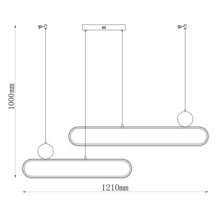 LED-riippuvalaisin kaapelilla FLORENTYNA LED/48W/230V 4000K musta/valkoinen