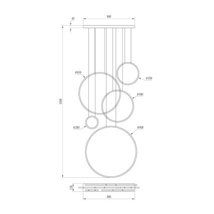 LED-riippuvalaisin kaapelilla SATURNO LED/100W/230V musta