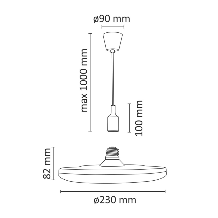 LED-riippuvalaisin KIKI 1xE27/15W/230V musta