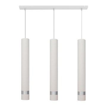 LED-riippuvalaisin köydellä TUBA 3xGU10/4,8W/230V valkoinen/kiiltävä kromi