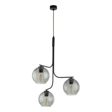 LED-riippuvalaisin langalla CESAR 3xE27/15W/230V musta/savunharmaa