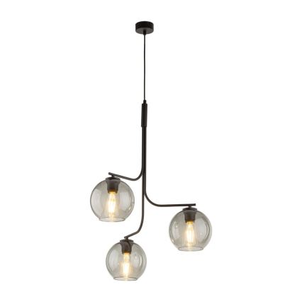 LED-riippuvalaisin langalla CESAR 3xE27/15W/230V musta/savunharmaa