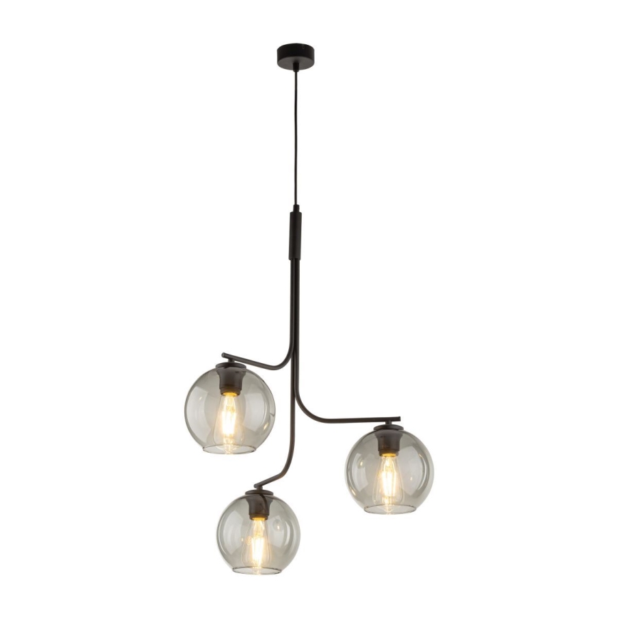 LED-riippuvalaisin langalla CESAR 3xE27/15W/230V musta/savunharmaa
