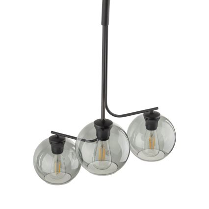 LED-riippuvalaisin langalla CESAR 3xE27/15W/230V musta/savunharmaa
