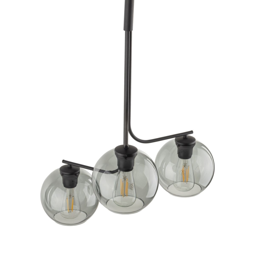LED-riippuvalaisin langalla CESAR 3xE27/15W/230V musta/savunharmaa