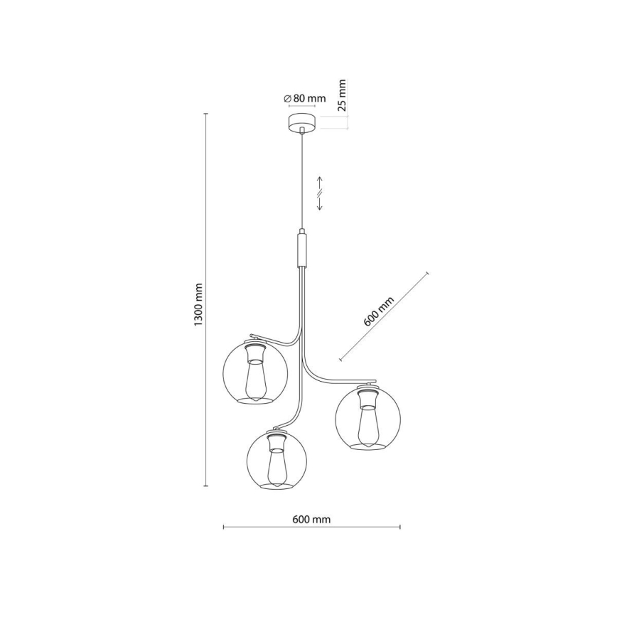 LED-riippuvalaisin langalla CESAR 3xE27/15W/230V musta/savunharmaa