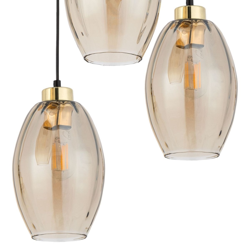 LED-riippuvalaisin langalla SEBO 3xE27/15W/230V musta/savubeige