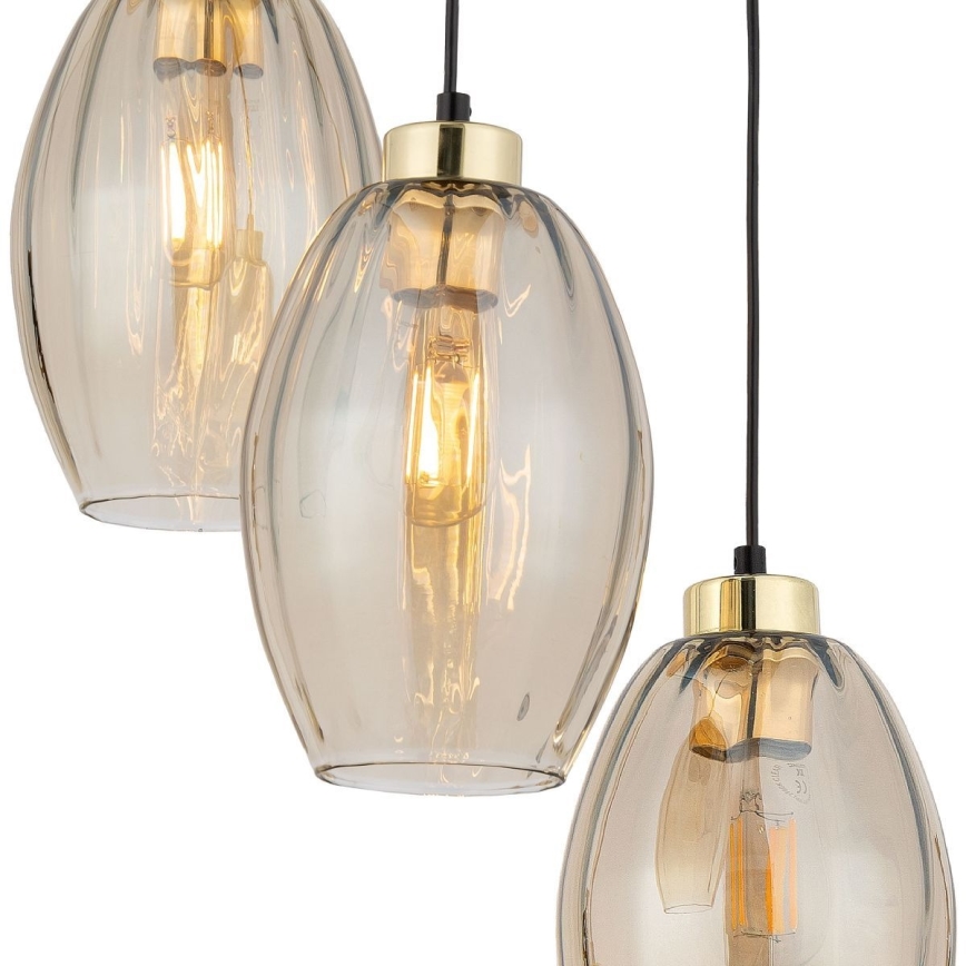 LED-riippuvalaisin langalla SEBO 3xE27/15W/230V musta/savubeige