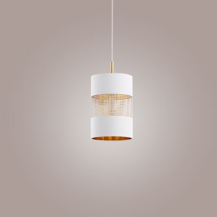 LED-riippuvalaisin lankaripustuksella BOGART 1xE27/15W/230V valkoinen/kulta