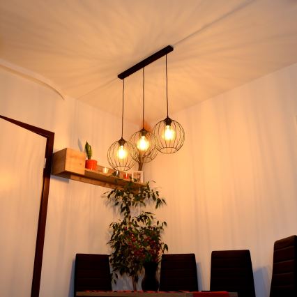 LED-riippuvalaisin köydellä MERCURE 3xE27/15W/230V