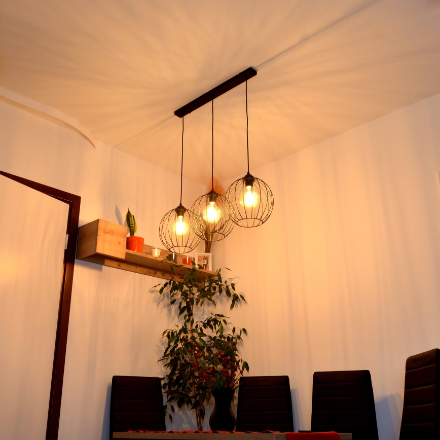 LED-riippuvalaisin köydellä MERCURE 3xE27/15W/230V