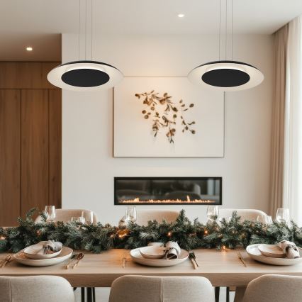 LED-riippuvalaisin PIATTINO vaijerilla LED/30W/230V 2700/3200/4000K halkaisija 40 cm musta