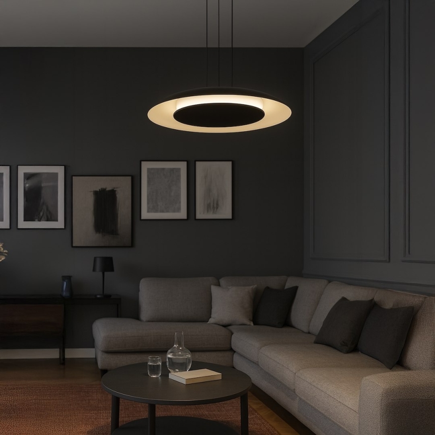 LED-riippuvalaisin PIATTINO vaijerilla LED/30W/230V 2700/3200/4000K halkaisija 40 cm musta