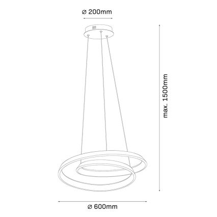 LED-riippuvalaisin ripustuskaapelilla CASHMERE LED/75W/230V, halkaisija 60 cm, valkoinen