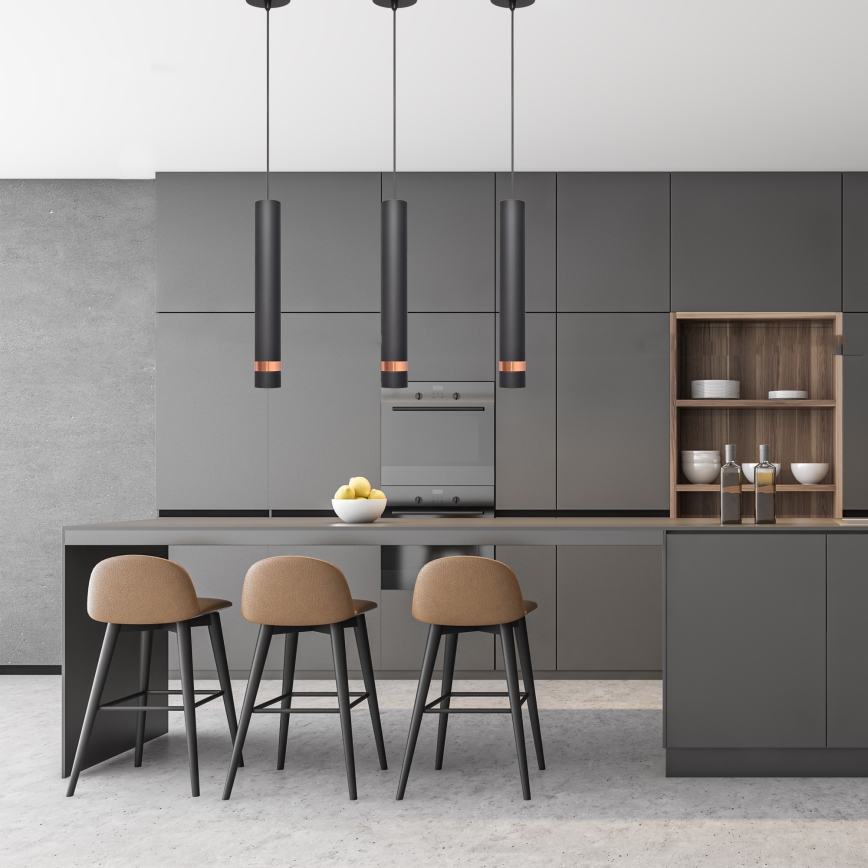 LED riippuvalaisin TUBA 1xGU10/4,8W/230V musta/kupari