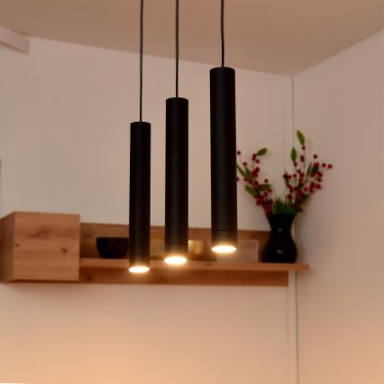 LED Riippuvalaisin TUBA 3xGU10/4,8W/230V musta