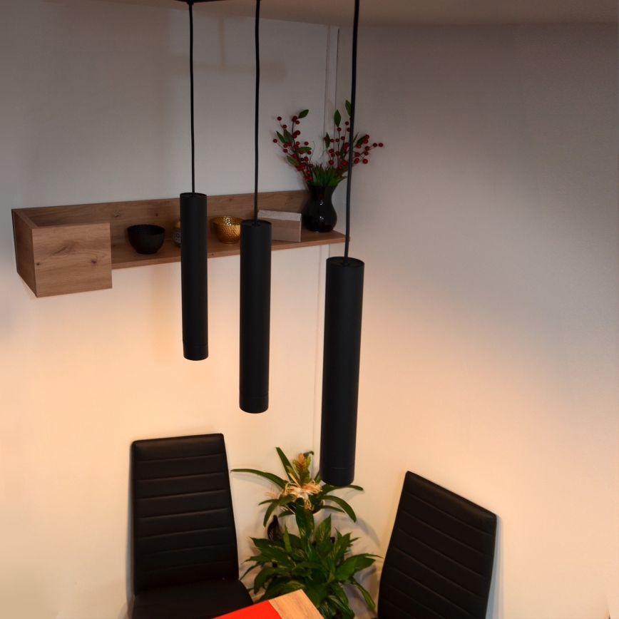 LED Riippuvalaisin TUBA 3xGU10/4,8W/230V musta