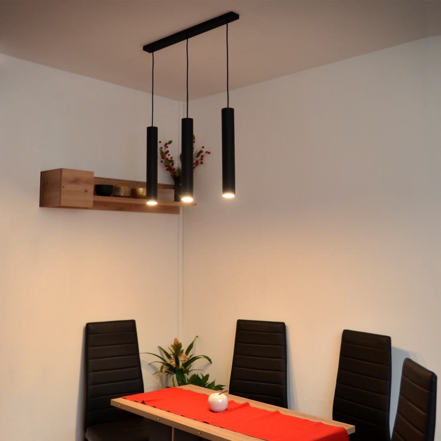 LED Riippuvalaisin TUBA 3xGU10/4,8W/230V musta