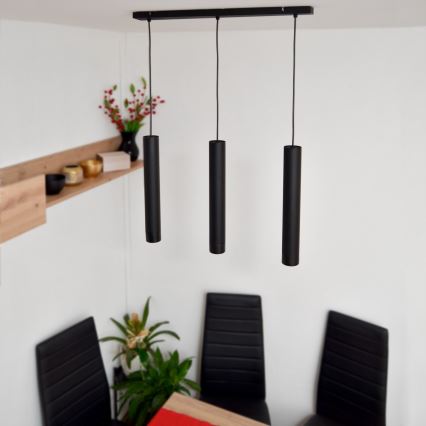 LED Riippuvalaisin TUBA 3xGU10/4,8W/230V musta