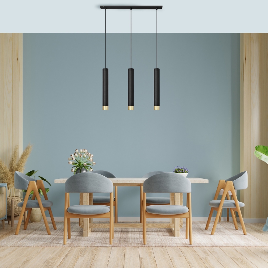 LED Riippuvalaisin TUBA 3xGU10/4,8W/230V musta/kulta