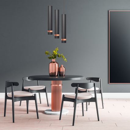 LED riippuvalaisin TUBA 3xGU10/4,8W/230V musta/kupari