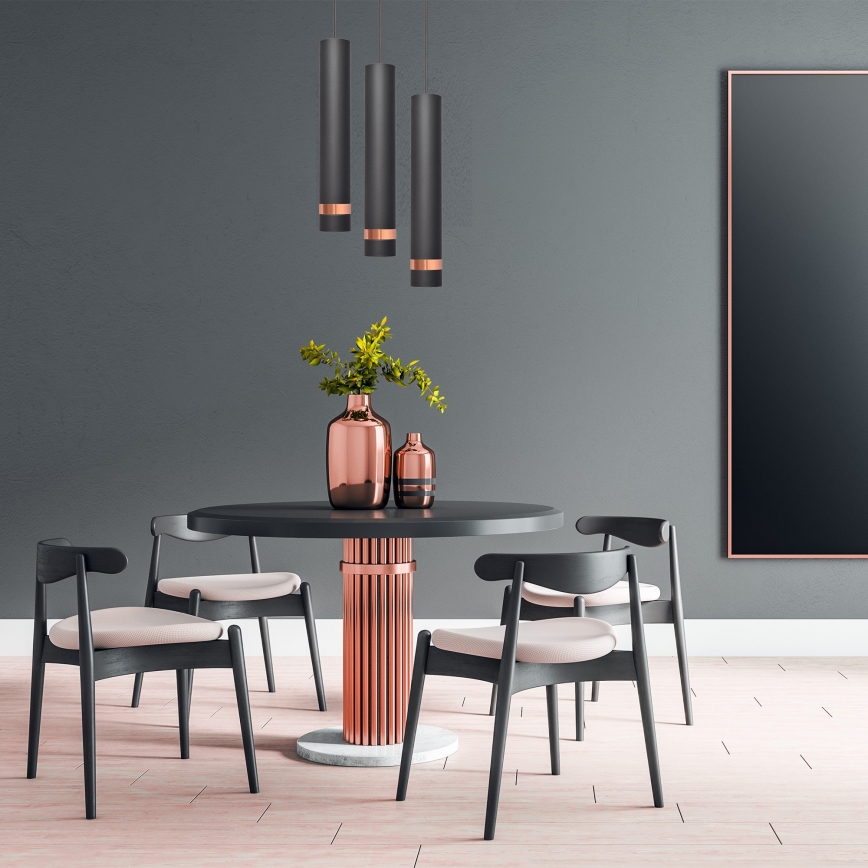 LED riippuvalaisin TUBA 3xGU10/4,8W/230V musta/kupari