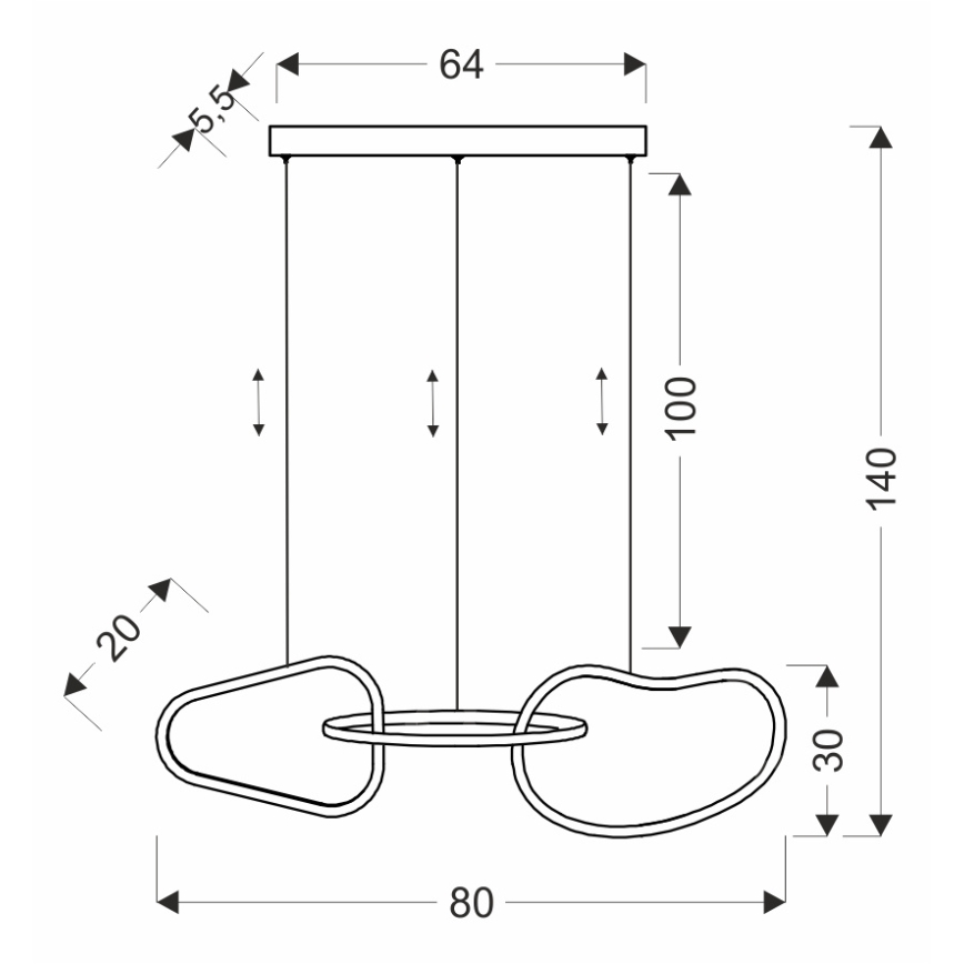 LED-riippuvalaisin vaijerilla ANNELI LED/30W/230V 80 cm kultainen