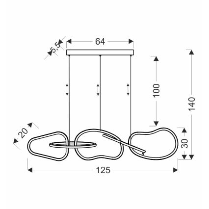 LED-riippuvalaisin vaijerilla ANNELI LED/45W/230V 125 cm kullanvärinen