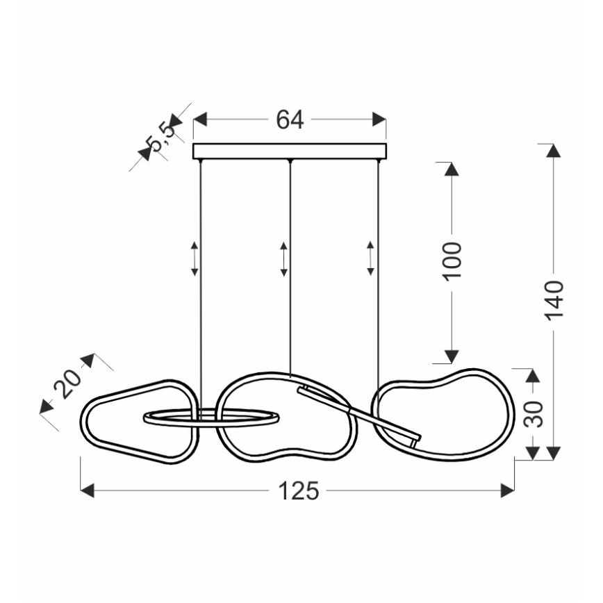 LED-riippuvalaisin vaijerilla ANNELI LED/45W/230V 125 cm kullanvärinen