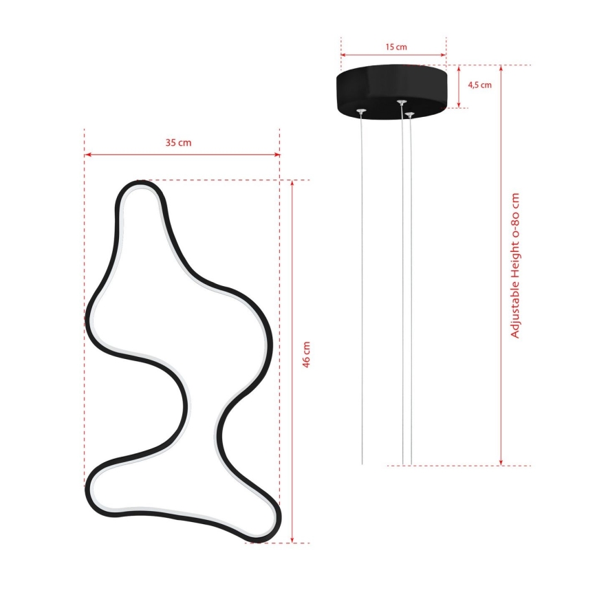 LED-riippuvalaisin vaijerilla ARTISAN LED/36W/230V 4000K musta