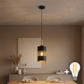 LED-riippuvalaisin vaijerilla BOGART 1xE27/15W/230V musta/kulta