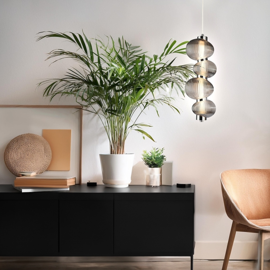 LED-riippuvalaisin vaijerilla BOLLA LED/17W/230V Ø 16 cm kiiltävä kromi/savunharmaa