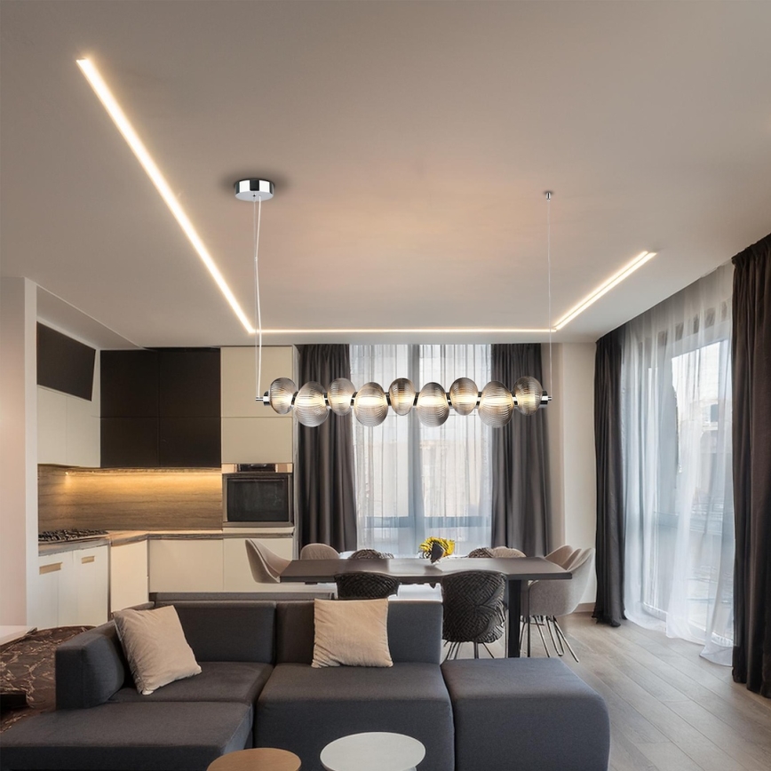 LED-riippuvalaisin vaijerilla BOLLA LED/32W/230V kiiltävä kromi/savunharmaa