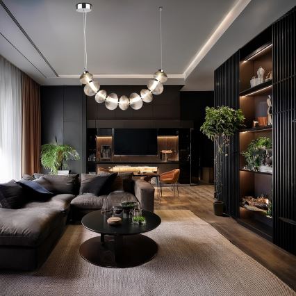 LED-riippuvalaisin vaijerilla BOLLA LED/36W/230V kiiltävä kromi/savunharmaa