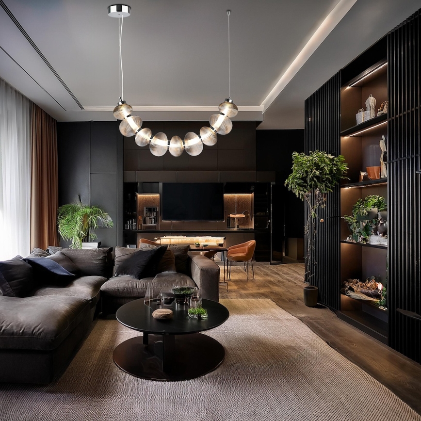 LED-riippuvalaisin vaijerilla BOLLA LED/36W/230V kiiltävä kromi/savunharmaa