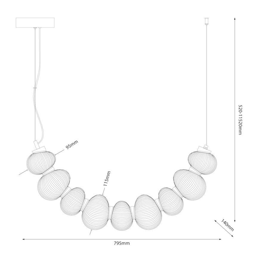 LED-riippuvalaisin vaijerilla BOLLA LED/36W/230V kiiltävä kromi/savunharmaa