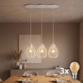 LED-riippuvalaisin vaijerilla BRYLANT 3xE27/60W/230V valkoinen