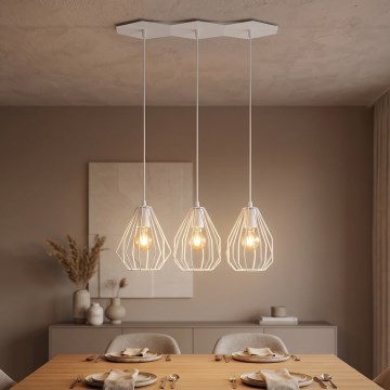 LED-riippuvalaisin vaijerilla BRYLANT 3xE27/60W/230V valkoinen