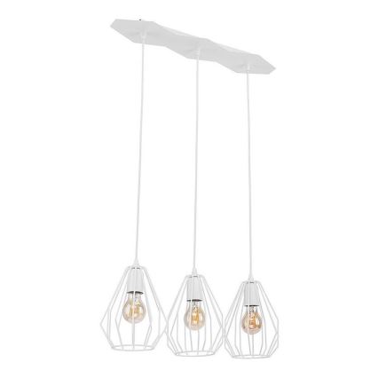 LED-riippuvalaisin vaijerilla BRYLANT 3xE27/60W/230V valkoinen