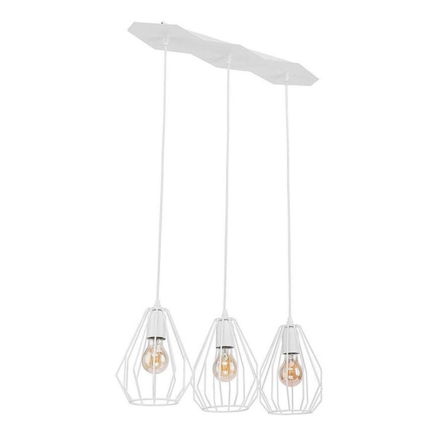 LED-riippuvalaisin vaijerilla BRYLANT 3xE27/60W/230V valkoinen