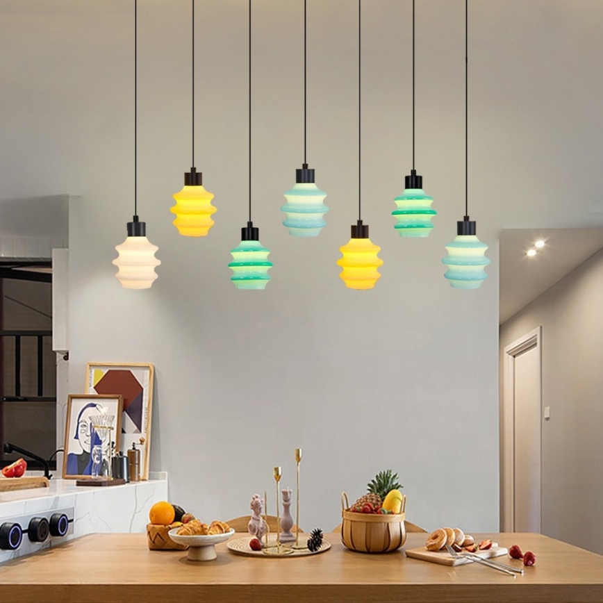 LED-riippuvalaisin vaijerilla CACTUS 7xLED/2,8W/230V 3000K vihreä/keltainen/valkoinen
