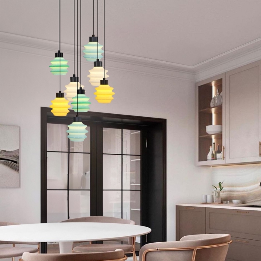 LED-riippuvalaisin vaijerilla CACTUS 8xLED/2,8W/230V 3000K vihreä/keltainen/valkoinen