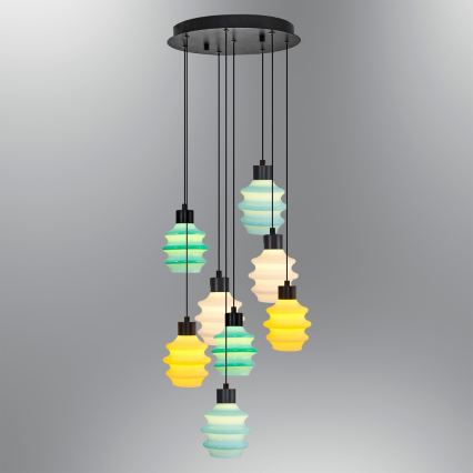 LED-riippuvalaisin vaijerilla CACTUS 8xLED/2,8W/230V 3000K vihreä/keltainen/valkoinen