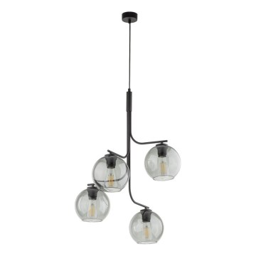 LED-riippuvalaisin vaijerilla CESAR 4xE27/15W/230V musta/savunharmaa
