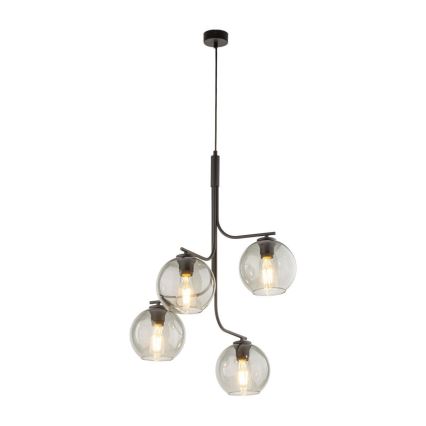LED-riippuvalaisin vaijerilla CESAR 4xE27/15W/230V musta/savunharmaa