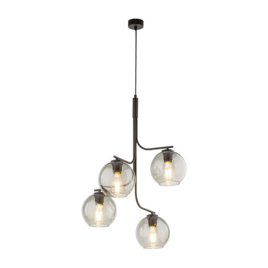LED-riippuvalaisin vaijerilla CESAR 4xE27/15W/230V musta/savunharmaa