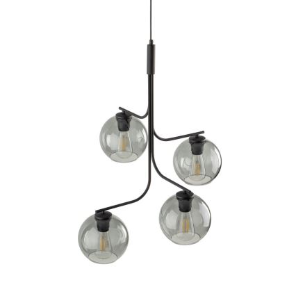 LED-riippuvalaisin vaijerilla CESAR 4xE27/15W/230V musta/savunharmaa