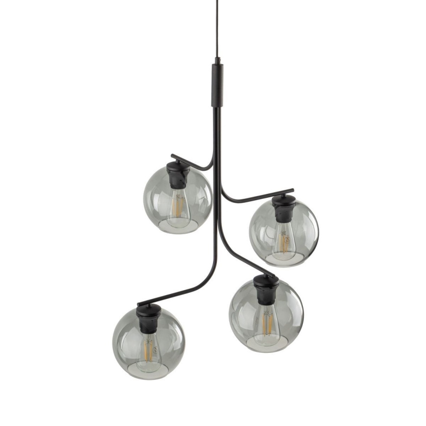 LED-riippuvalaisin vaijerilla CESAR 4xE27/15W/230V musta/savunharmaa